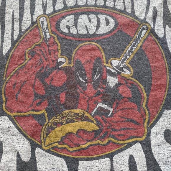 Deadpool & Wolverine Graphic T-shirt Tacos Gray Marvel - Picture 3 of 4